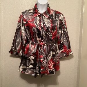 Cato Red and Black Abstract Blouse